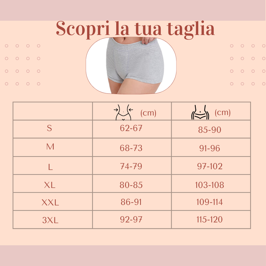 "Boxer culotte mestruale cotone Ane.tiam — disponibile in due colori S M L XL XXL"