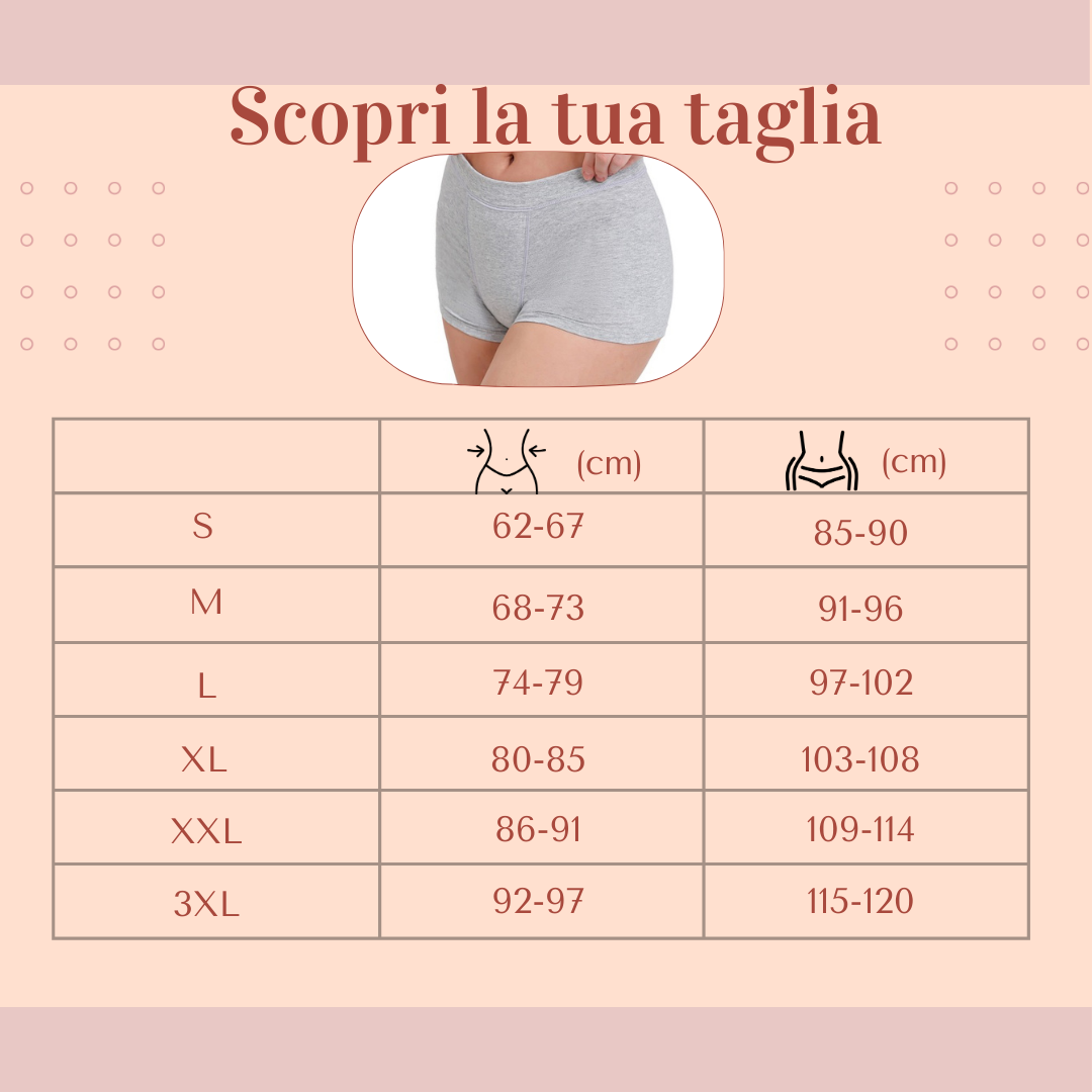 "Boxer culotte mestruale cotone Ane.tiam — disponibile in due colori S M L XL XXL"