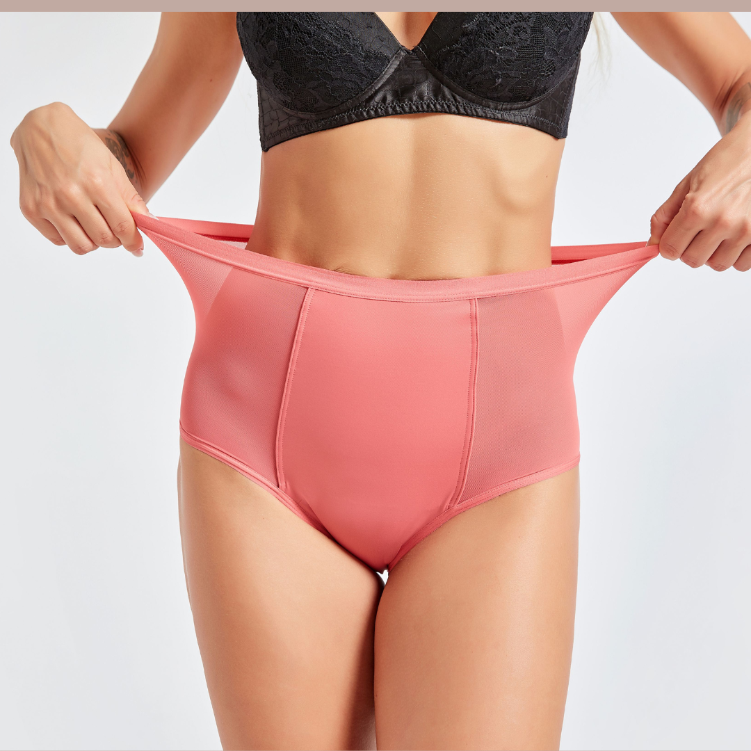 "Mutandine mestruali hipster Ane.tiam colore rosa — vita alta flusso medio riutilizzabile"